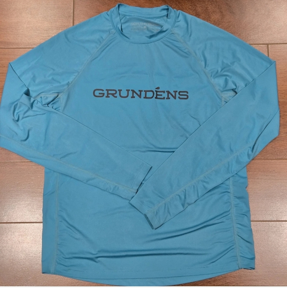 Grundens UPF30 Long Sleeve Men's Medium Fishing Shirt Wicking Lightweight Blue